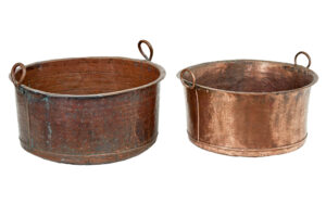 TWO 19TH CENTURY VICTORIAN LARGE COPPER COOKING VESSELS