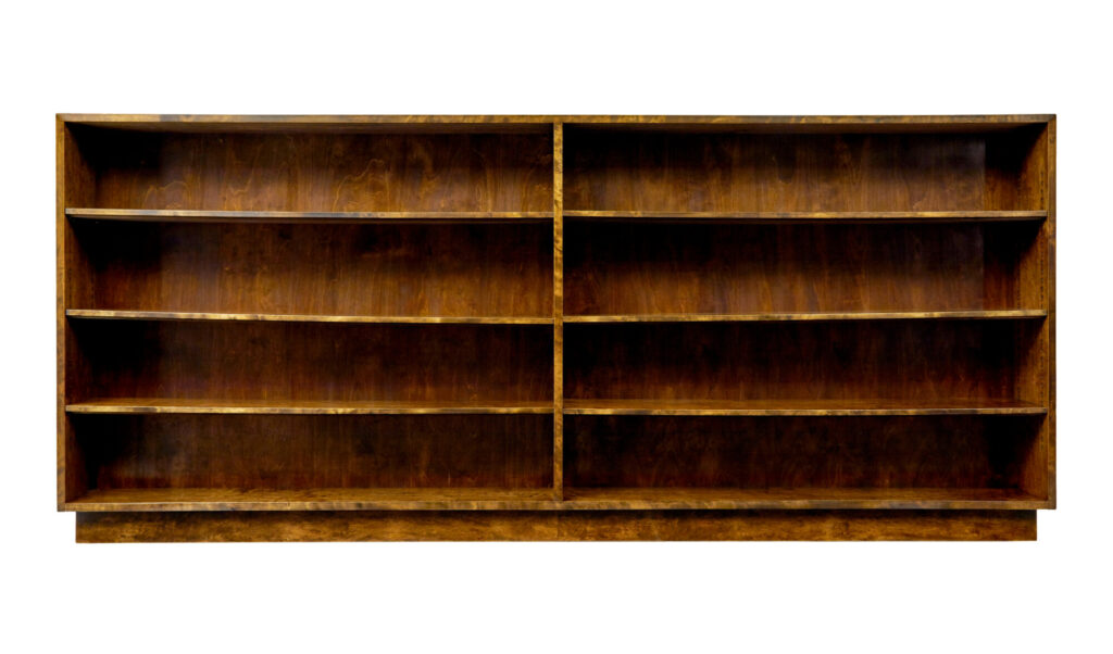 Large and Impressive Swedish Dark Birch Open Bookcase