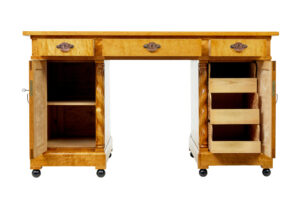 Swedish Early 20th Century Carved Birch Pedestal Desk — thumbnail 10