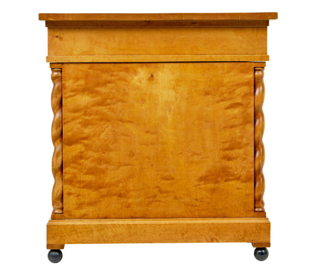 Swedish Early 20th Century Carved Birch Pedestal Desk — image 9