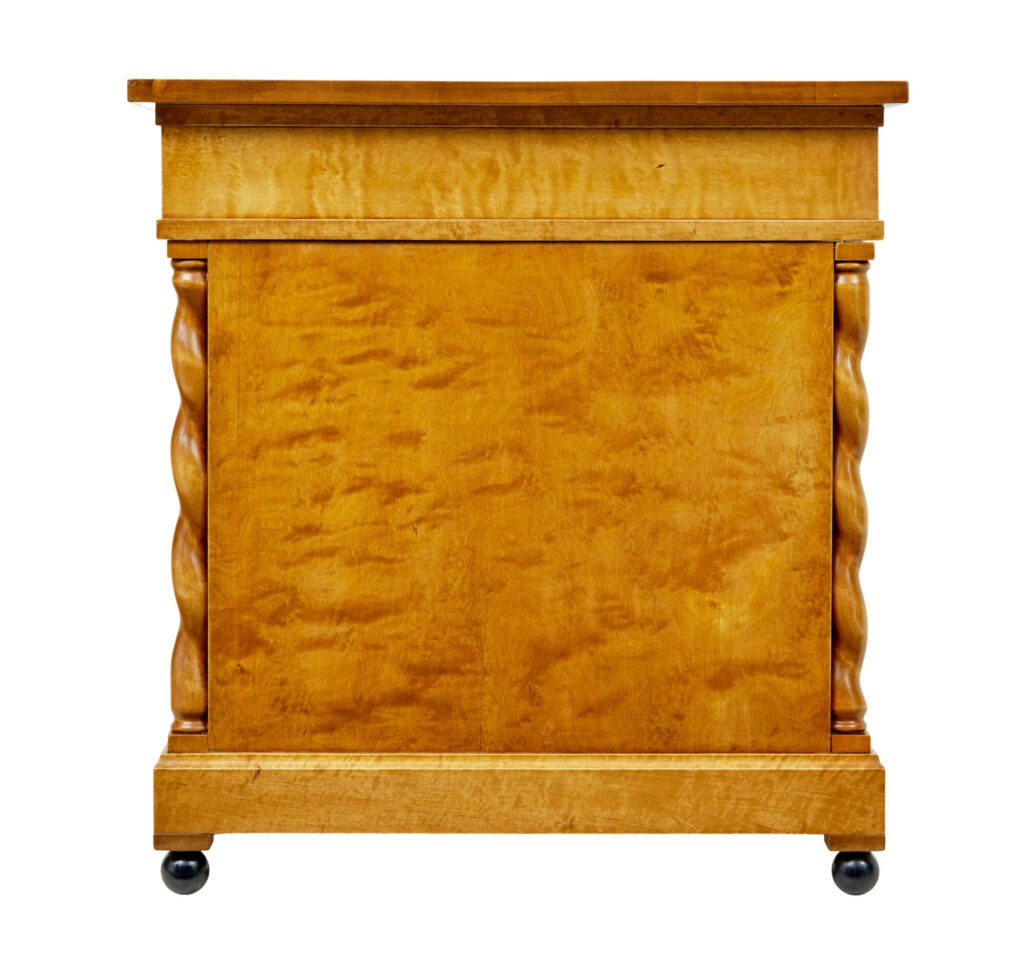 Swedish Early 20th Century Carved Birch Pedestal Desk — image 7