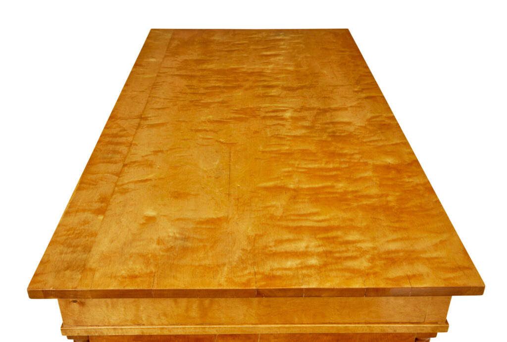 Swedish Early 20th Century Carved Birch Pedestal Desk — image 4