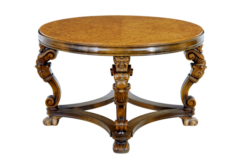 20th Century Carved Burr Birch Coffee Table — image 7