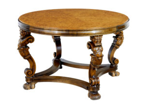 20TH CENTURY CARVED BURR BIRCH COFFEE TABLE