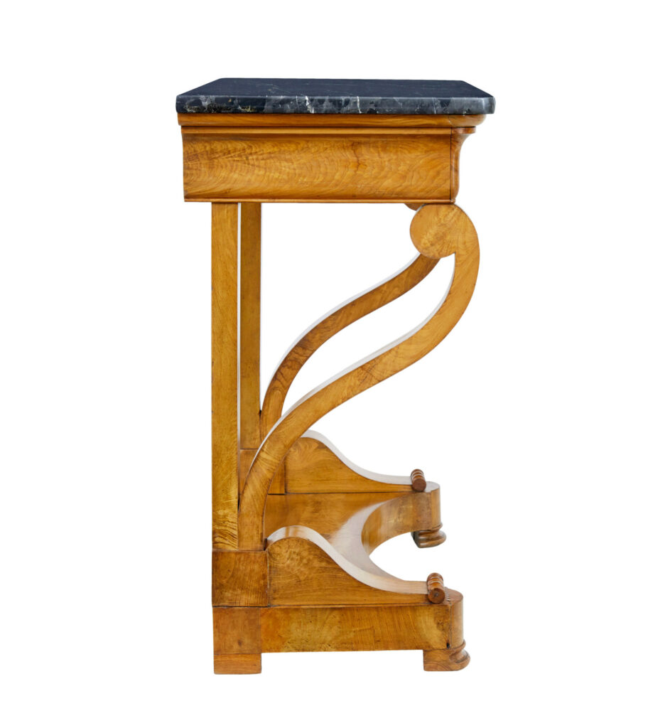 19th Century Swedish Empire Elm Marble Top Console Table — image 4