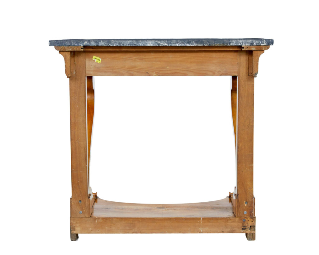 19th Century Swedish Empire Elm Marble Top Console Table — image 3