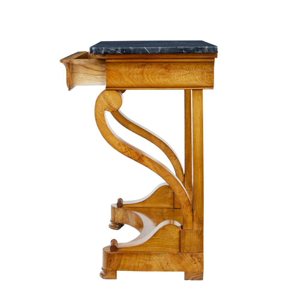 19th Century Swedish Empire Elm Marble Top Console Table — image 2
