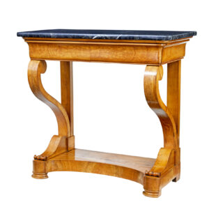 19TH CENTURY SWEDISH EMPIRE ELM MARBLE TOP CONSOLE TABLE