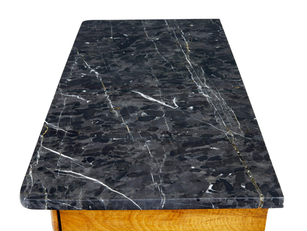 19th Century Swedish Empire Elm Marble Top Console Table — image 7