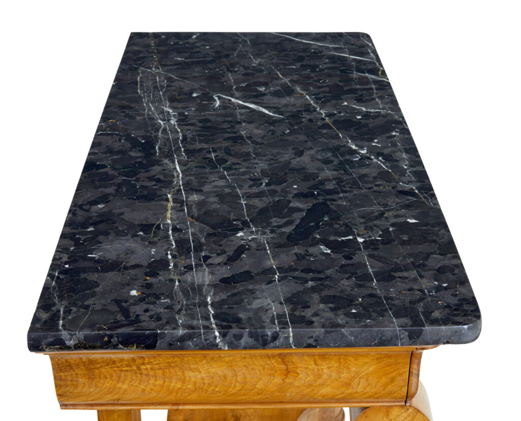 19th Century Swedish Empire Elm Marble Top Console Table — image 6