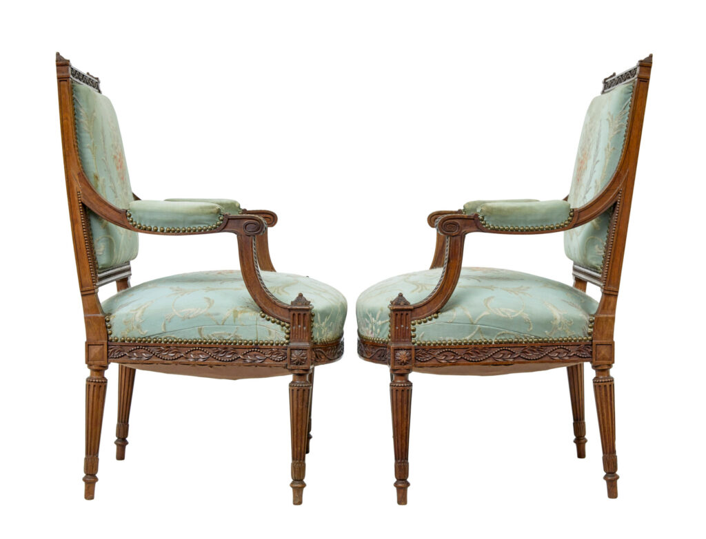 Pair of 19th Century French Carved Walnut Armchairs — image 7