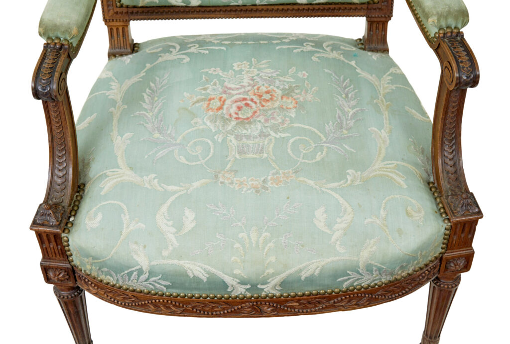 Pair of 19th Century French Carved Walnut Armchairs — image 6
