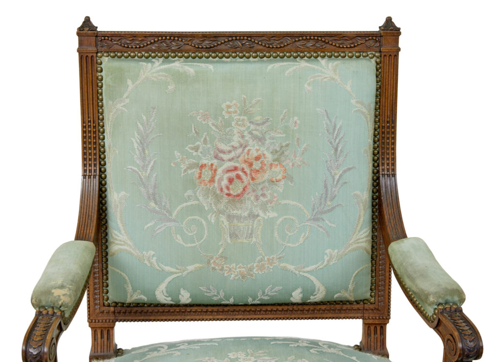 Pair of 19th Century French Carved Walnut Armchairs — image 4