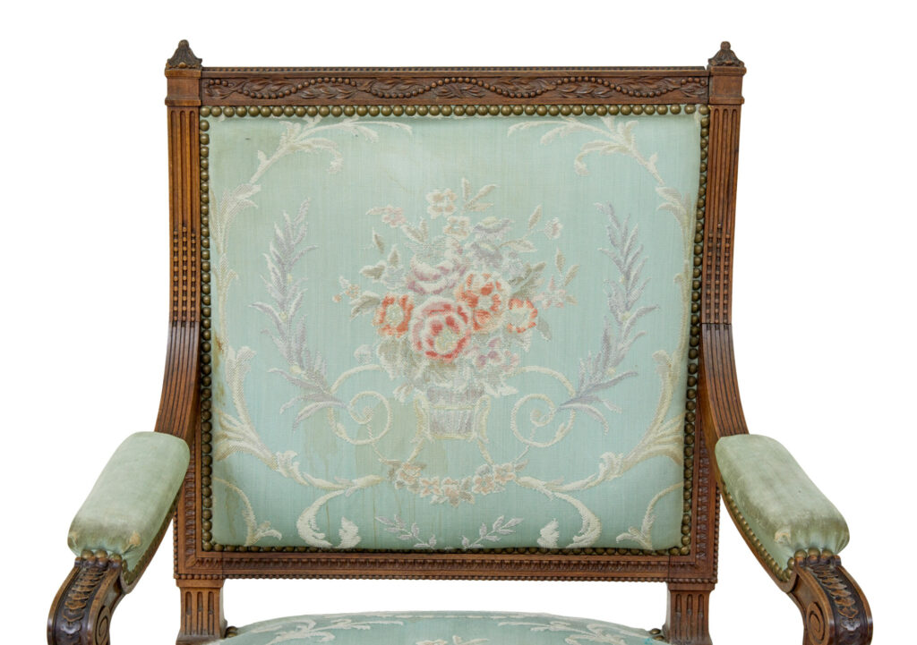 Pair of 19th Century French Carved Walnut Armchairs — image 3