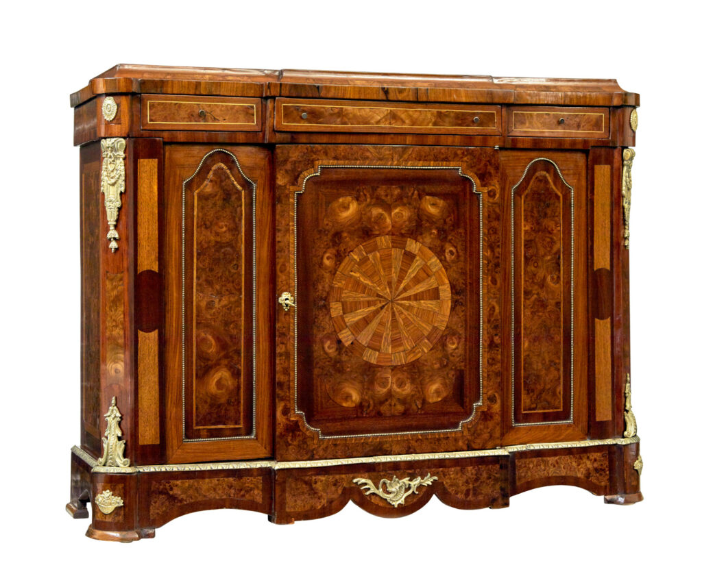 Mid Century Profusely Inlaid Walnut Sideboard