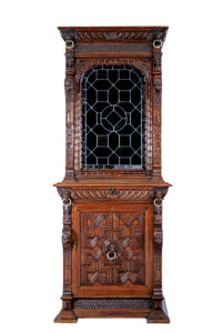 19th Century Flemish Oak and Stain Glass Cabinet — thumbnail 9