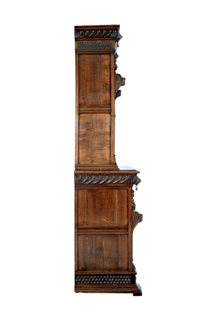 19th Century Flemish Oak and Stain Glass Cabinet — image 5