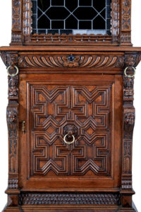 19th Century Flemish Oak and Stain Glass Cabinet — thumbnail 3