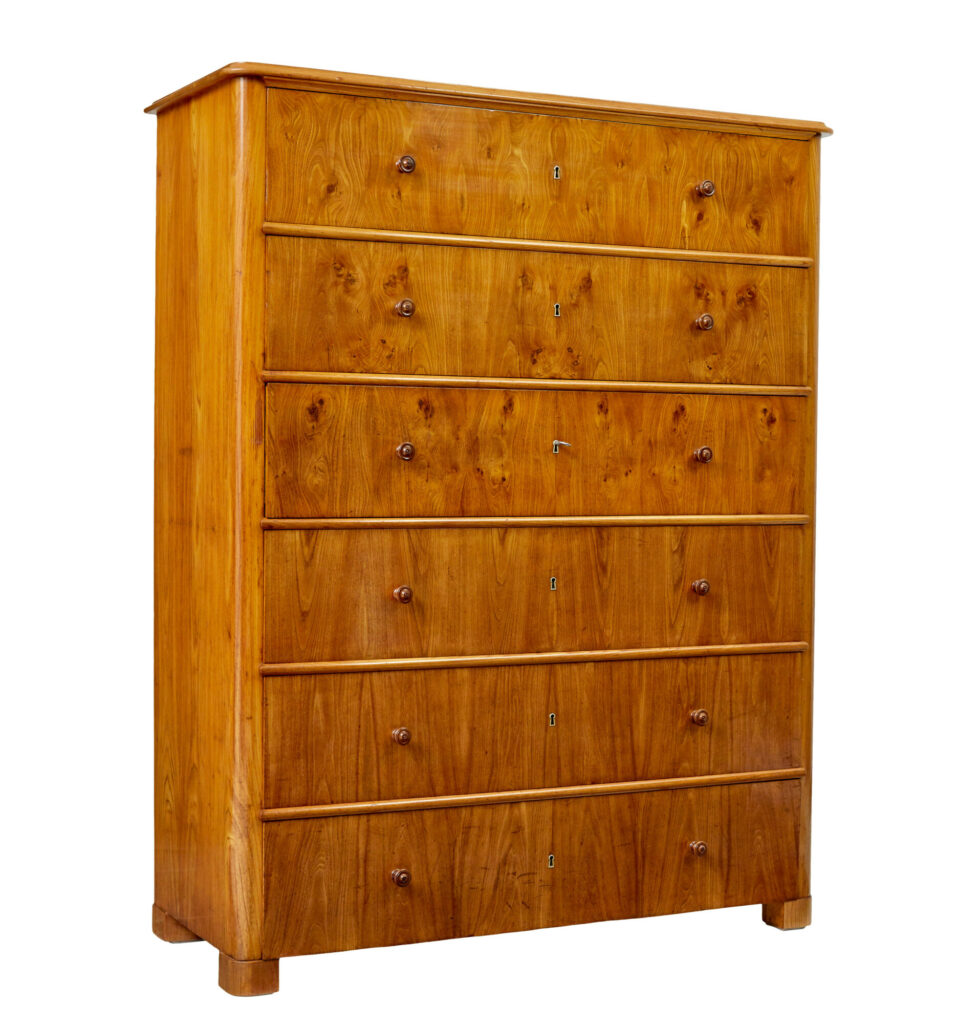 Tall 19th Century Elm Secretaire Chest of Drawers