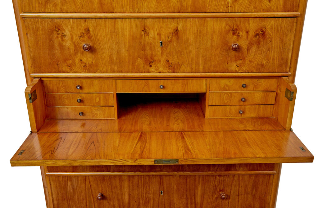Tall 19th Century Elm Secretaire Chest of Drawers — image 5