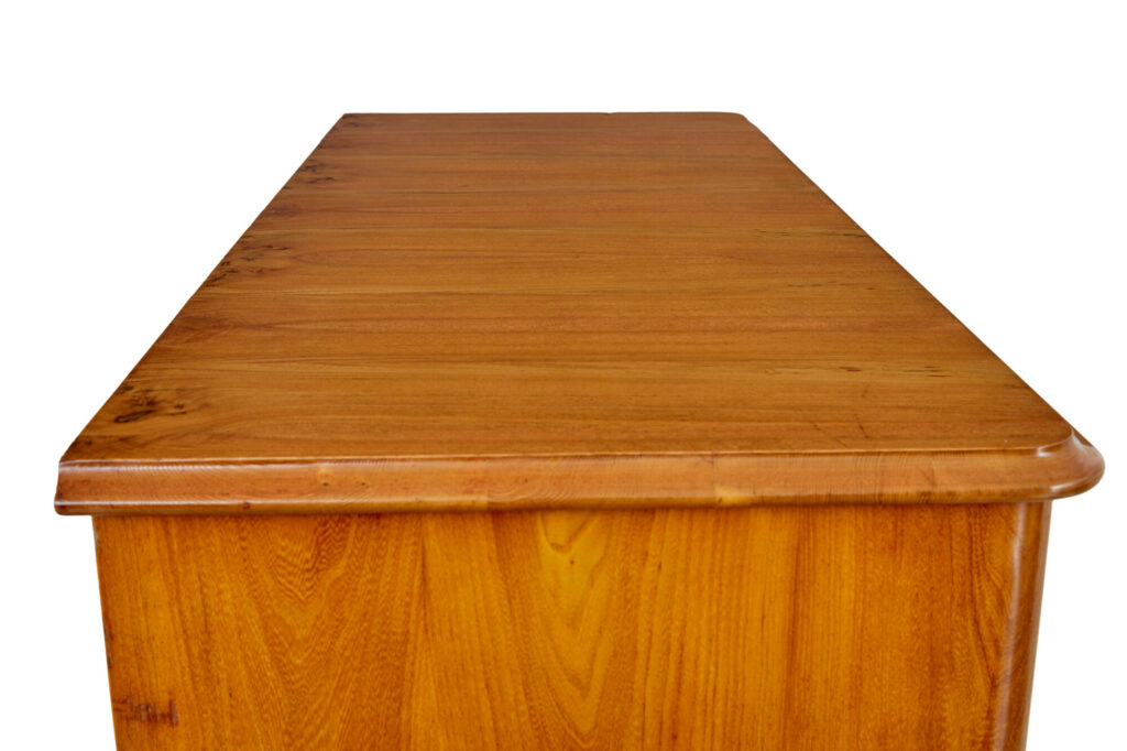 Tall 19th Century Elm Secretaire Chest of Drawers — image 3