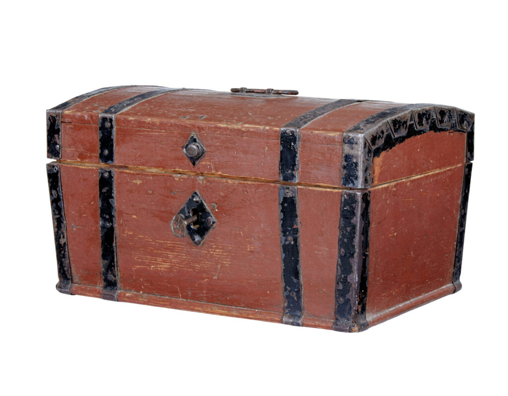 Small Scandinavian 19th Century Painted Pine Dome Top Box