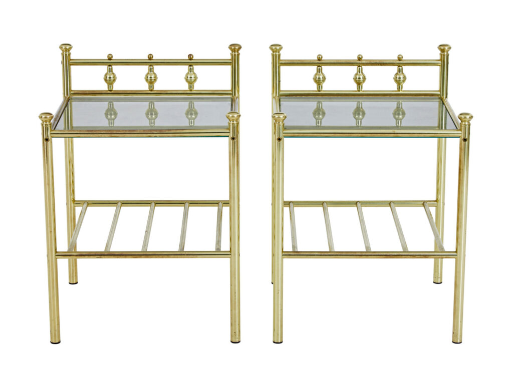 Pair of Mid 20th Century Brass and Glass Side Tables — image 5