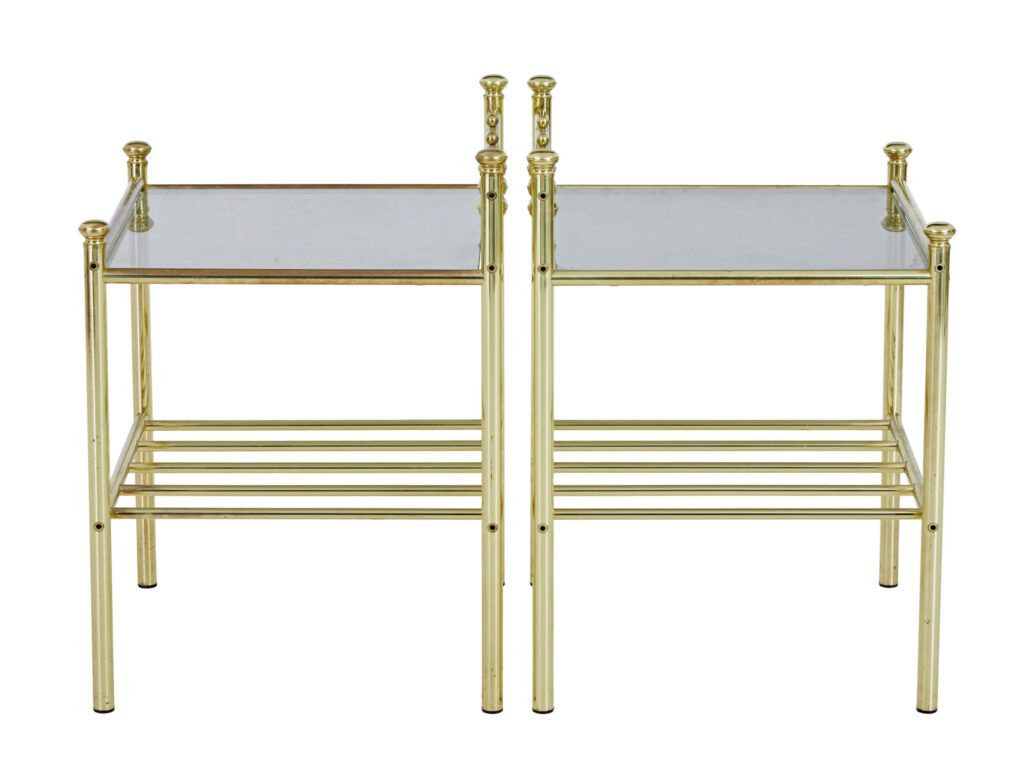 Pair of Mid 20th Century Brass and Glass Side Tables — image 4