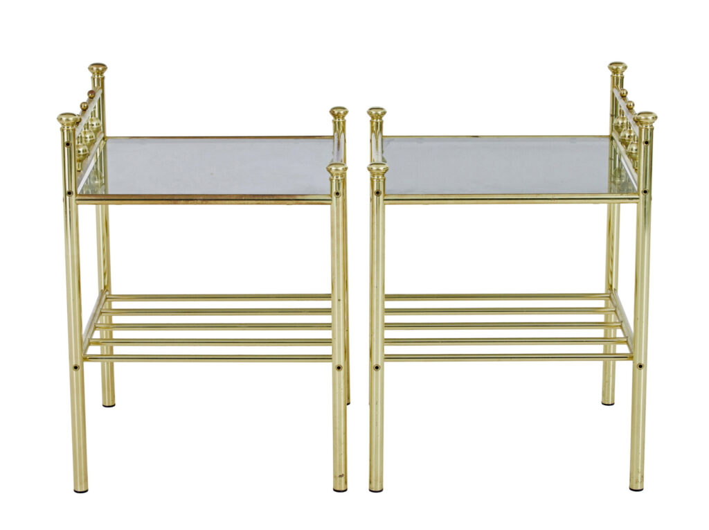 Pair of Mid 20th Century Brass and Glass Side Tables — image 3