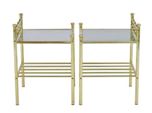 Pair of Mid 20th Century Brass and Glass Side Tables — thumbnail 3