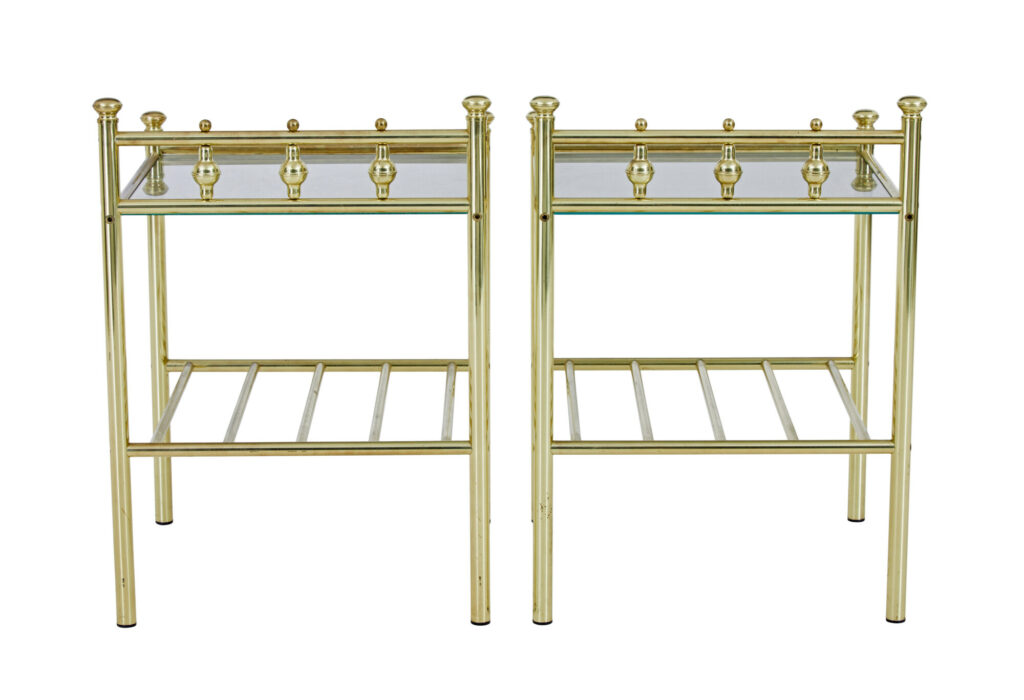 Pair of Mid 20th Century Brass and Glass Side Tables — image 2