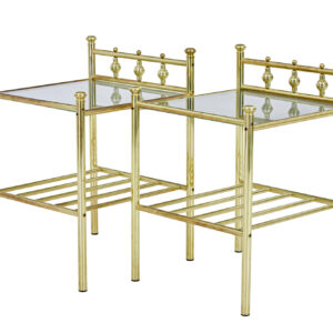 PAIR OF MID 20TH CENTURY BRASS AND GLASS SIDE TABLES