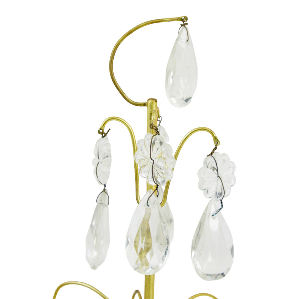 Ornate Pair of Mid Century Brass and Cut Glass Decorative Candlesticks — image 6