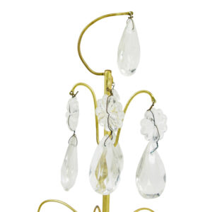 Ornate Pair of Mid Century Brass and Cut Glass Decorative Candlesticks — thumbnail 6
