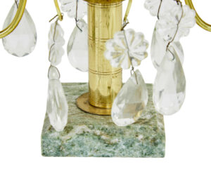 Ornate Pair of Mid Century Brass and Cut Glass Decorative Candlesticks — thumbnail 4