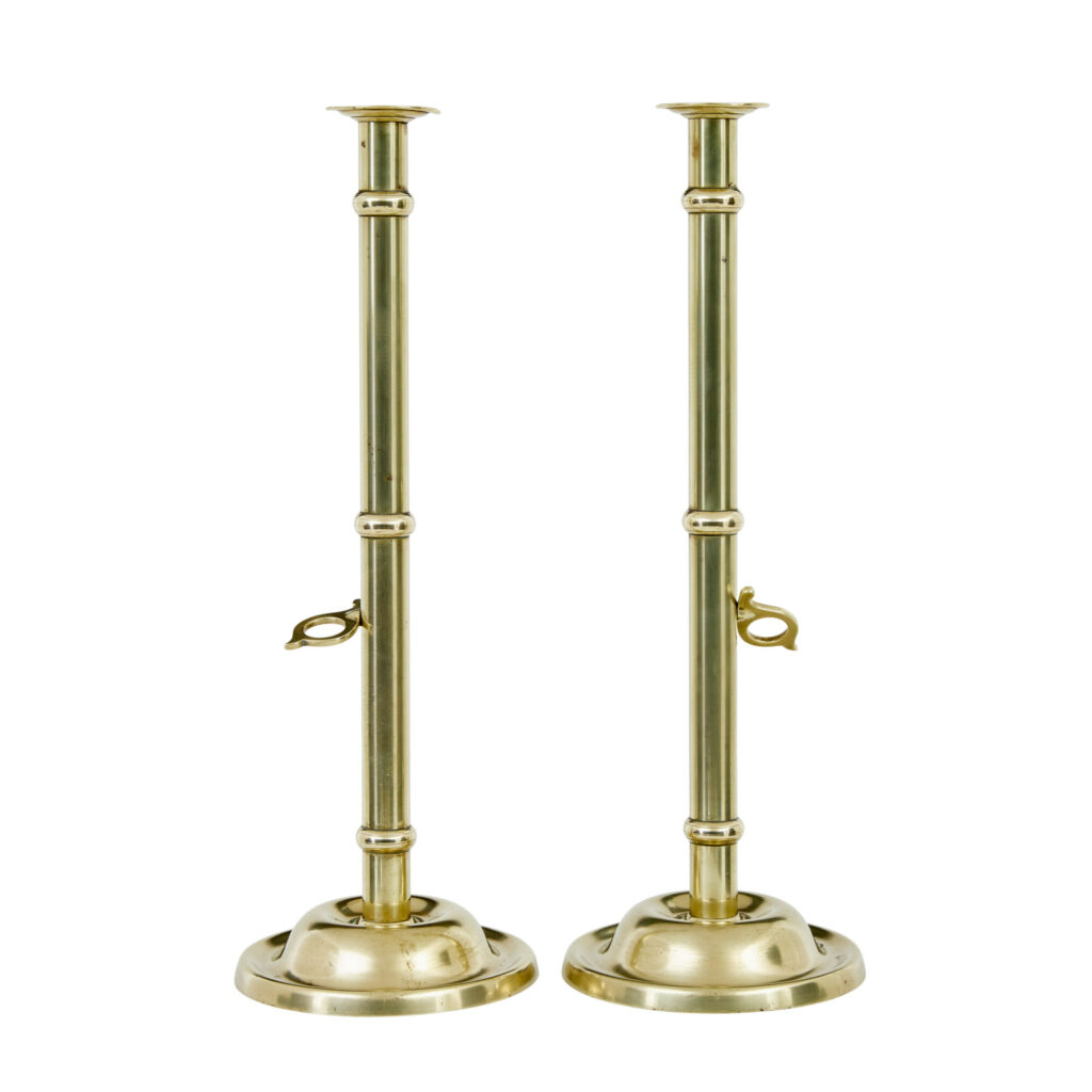 Pair of Arts and Crafts 19th Century Brass Candlesticks — image 6