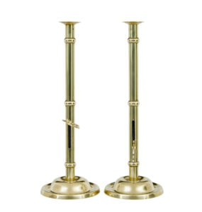 Pair of Arts and Crafts 19th Century Brass Candlesticks — thumbnail 5