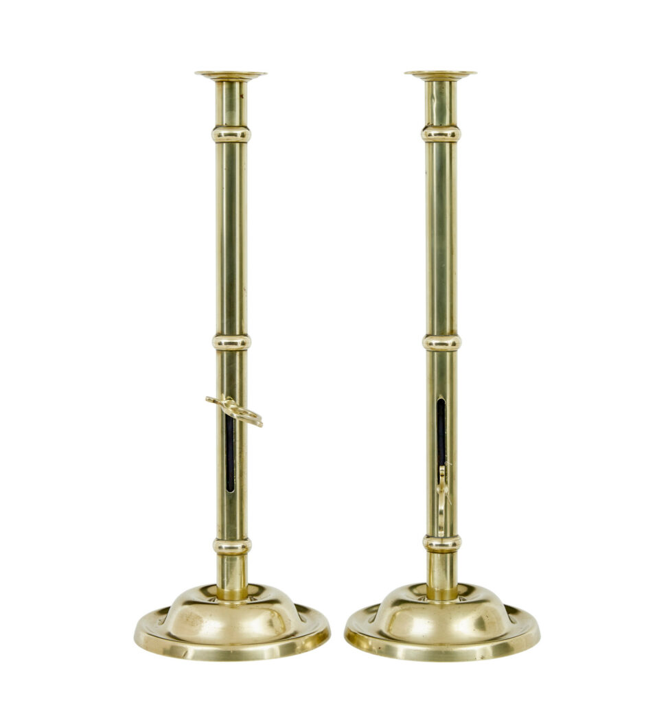 Pair of Arts and Crafts 19th Century Brass Candlesticks — image 5