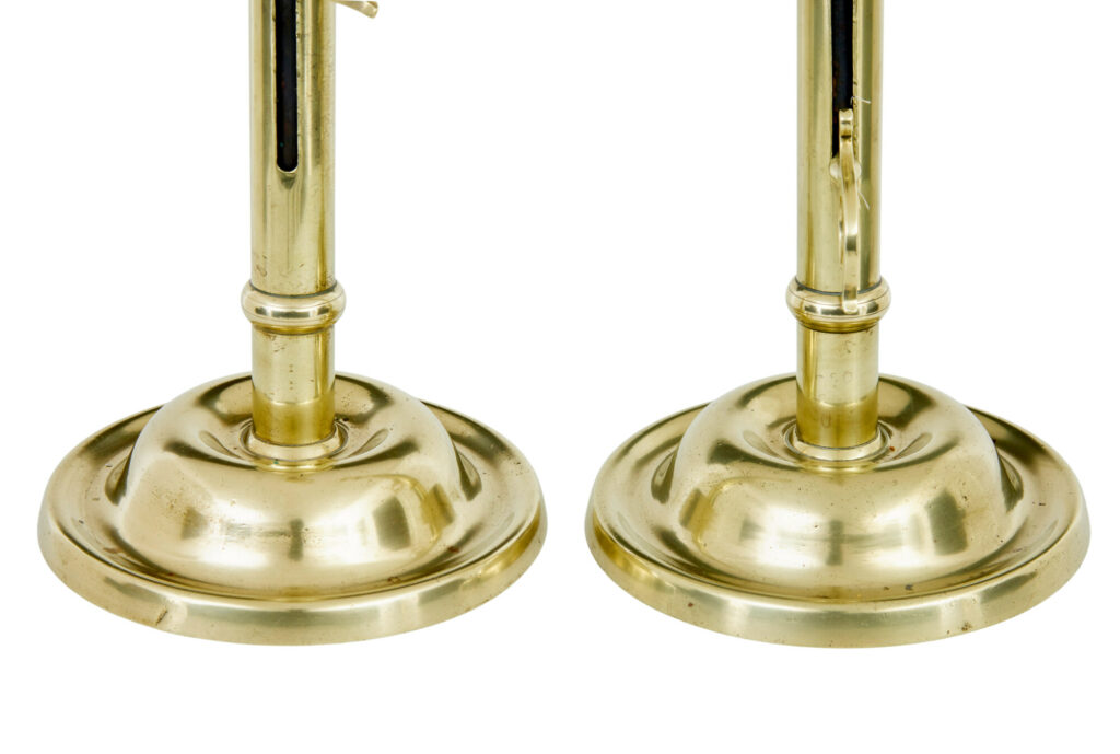 Pair of Arts and Crafts 19th Century Brass Candlesticks — image 4