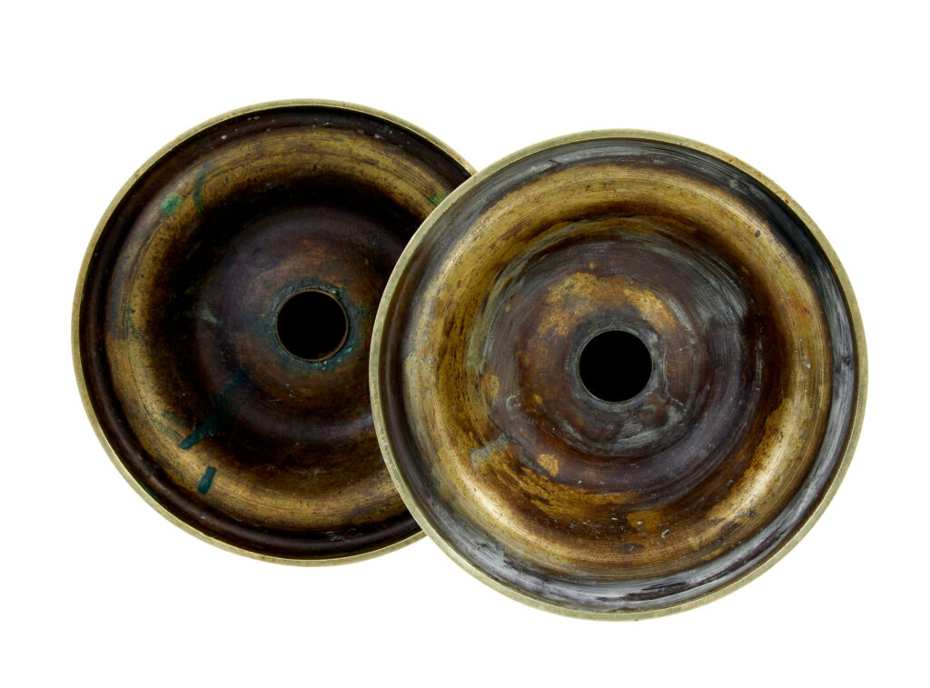 Pair of Arts and Crafts 19th Century Brass Candlesticks — image 3