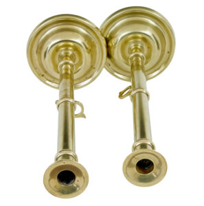 Pair of Arts and Crafts 19th Century Brass Candlesticks — thumbnail 2