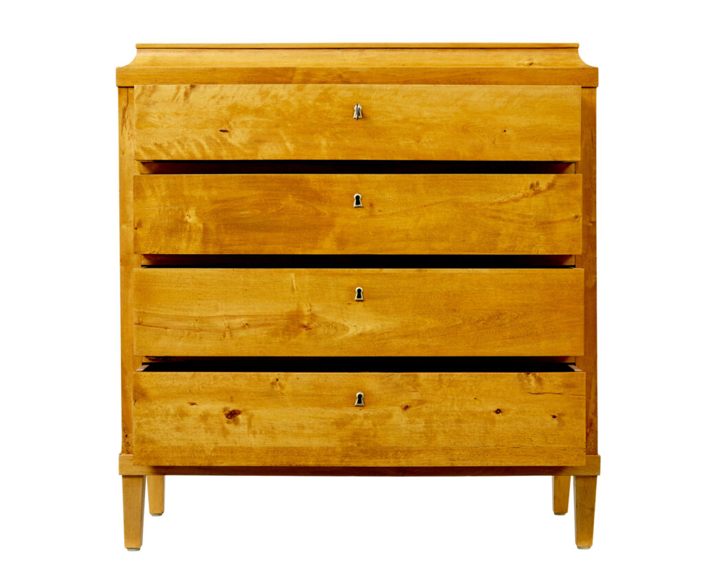 19th Century Swedish Birch Caddy Top Chest of Drawers — image 5