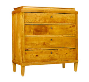 19TH CENTURY SWEDISH BIRCH CADDY TOP CHEST OF DRAWERS