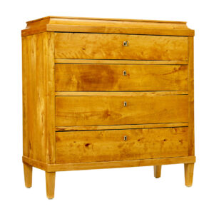 19TH CENTURY SWEDISH BIRCH CADDY TOP CHEST OF DRAWERS