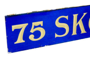 Scandinavian Blue Glass and Gold Boutique Shoe Shop Sign — thumbnail 3