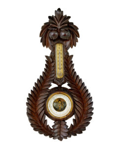 19TH CENTURY DANISH CARVED WALNUT BAROMETER