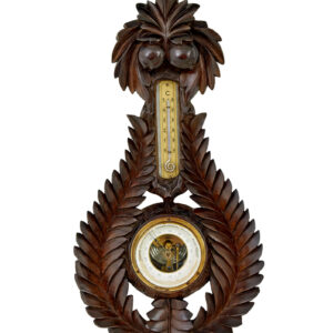 19TH CENTURY DANISH CARVED WALNUT BAROMETER