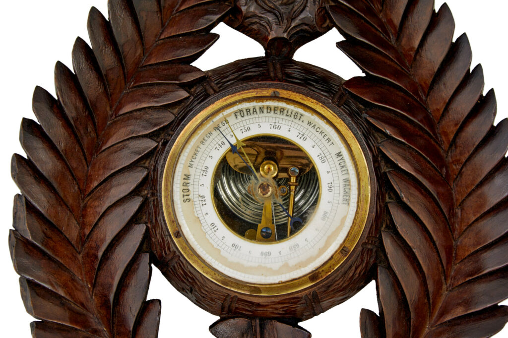19th Century Danish Carved Walnut Barometer — image 6