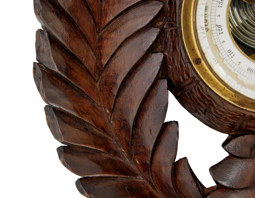 19th Century Danish Carved Walnut Barometer — image 5