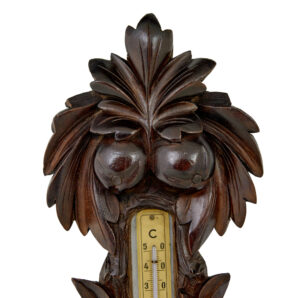 19th Century Danish Carved Walnut Barometer — thumbnail 4